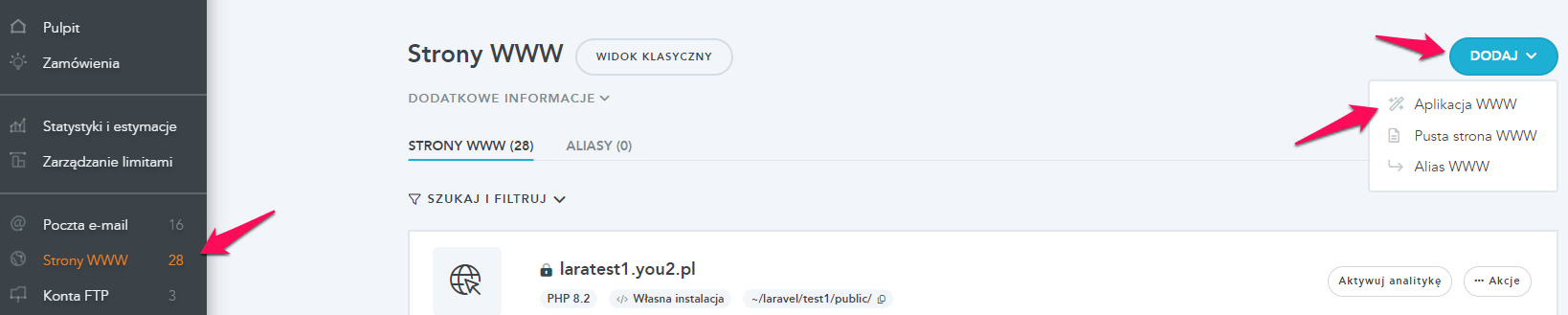 Automatyczna instalacja aplikacji na serwerze (np. WordPress lub Joomla) 1 apl1