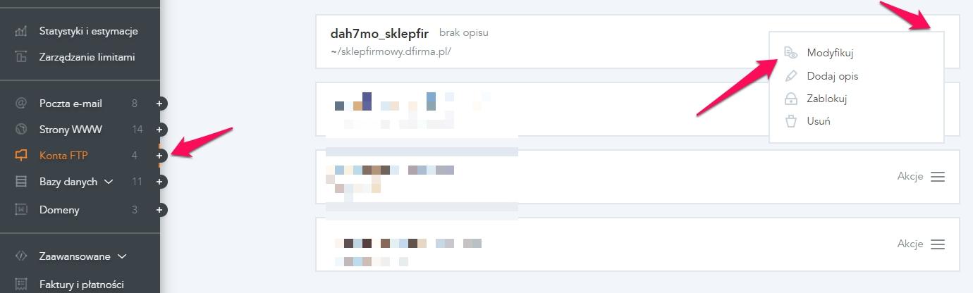 Modyfikacja konta FTP 1 ftpmod1