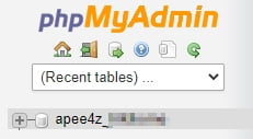 phpMyAdmin - wybor bazy phpMyAdmin - wybor bazy