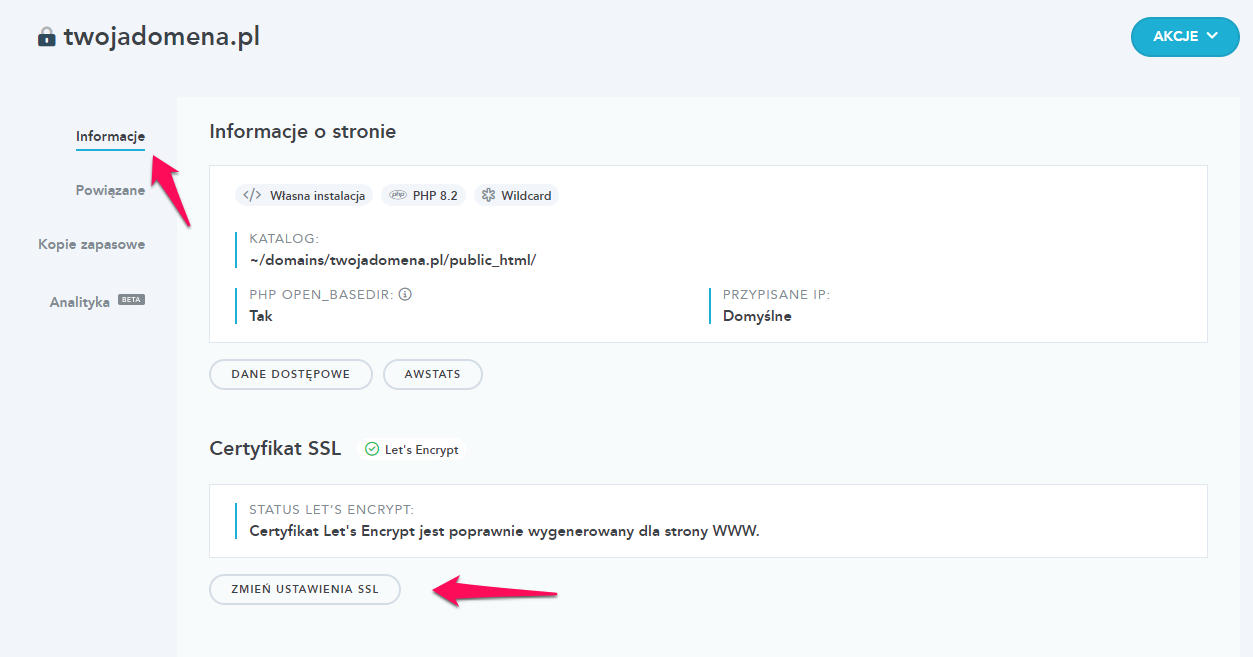 Jak mogę samodzielnie ponownie wygenerować certyfikat SSL Let's Encrypt? 2 ssl nowy1