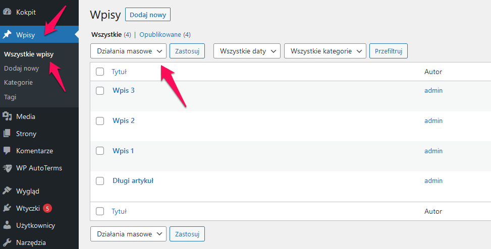 Jak zmienić autora wpisów w CMS WordPress? 1 edycja autora1