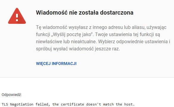 Błąd w gmail z weryfikacją certyfikatu serwera pocztowego? (TLS Negotiation failed) 1 gmail tls