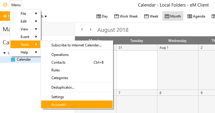 Jak skonfigurować kalendarz przy pomocy CalDAV na eM Client ? 1 emclient 01