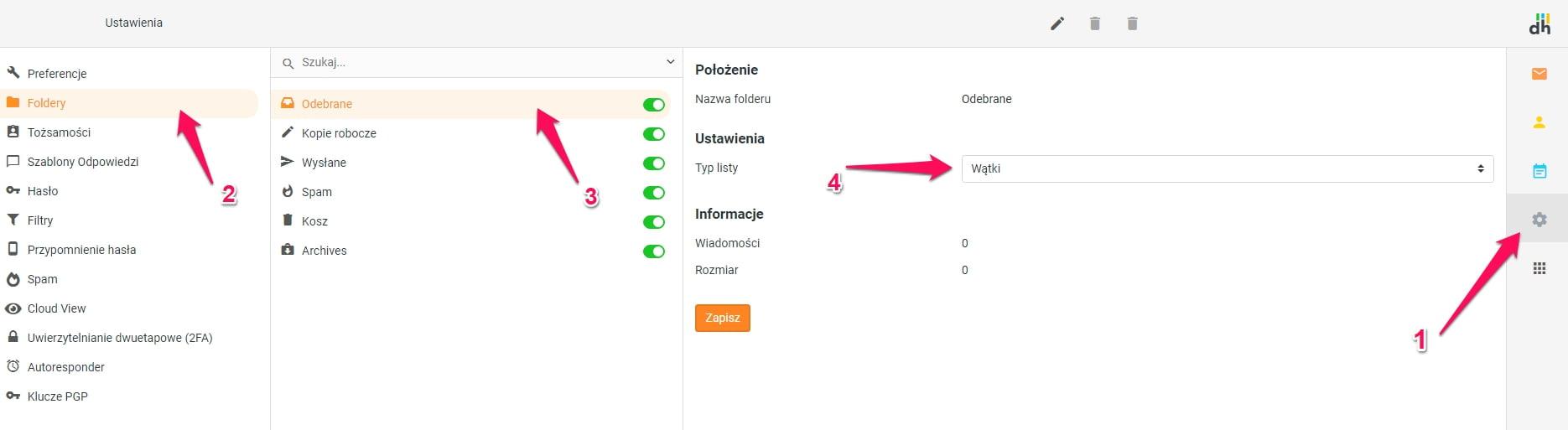 Jak zmienić widok listy wiadomości w katalogu na dpoczta.pl 1 dpoczta katalogi watki