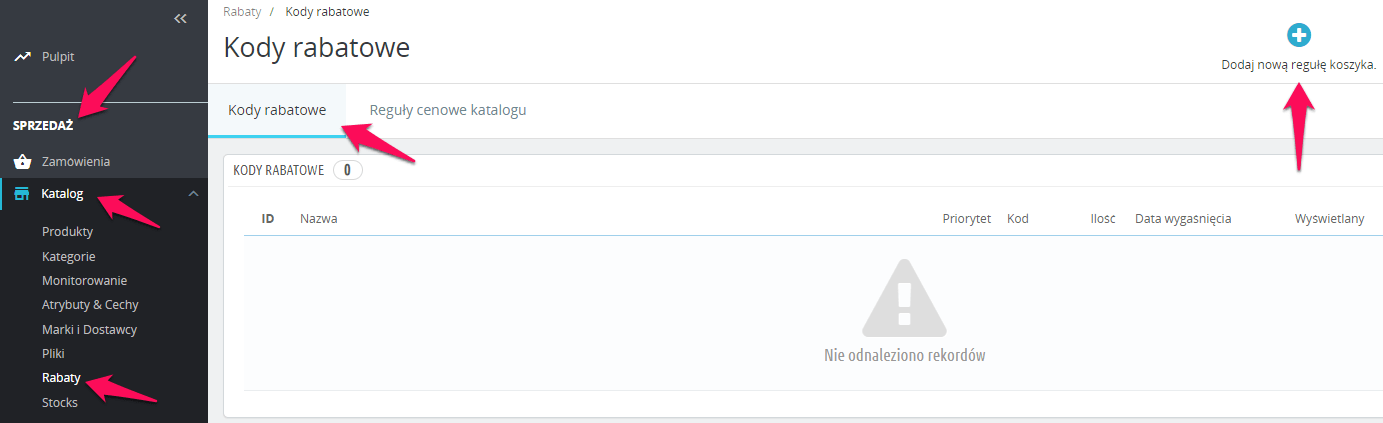 Jak generować kody rabatowe w sklepie opartym o Prestashop? 1 presta rab1