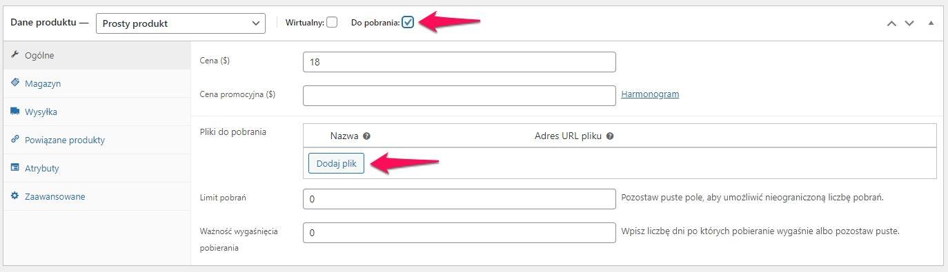 Jak dodać produkt do pobrania w sklepie opartym o WooCommerce? 1 woo pobranie