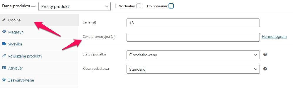 Jak ustawić promocje na produkty w sklepie opartym o WooCommerce? 1 woo promo1