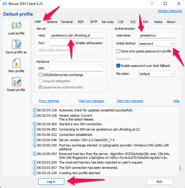 Konfiguracja klienta SSH Bitvise 1 bitwise
