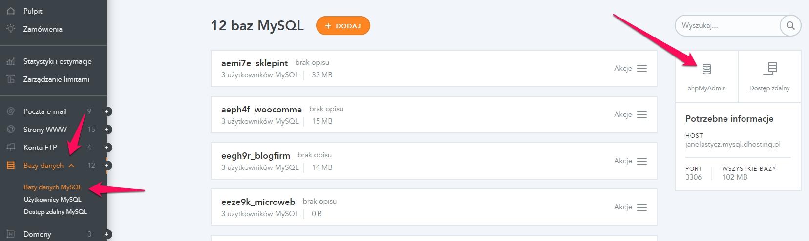 Jak dodać dodatkowego administratora WordPress poprzez bazę danych? 1 wpbaza1
