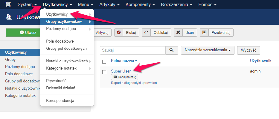 Jak zmienić hasło z poziomu panelu administracyjnego Joomla? 1 987989jgk