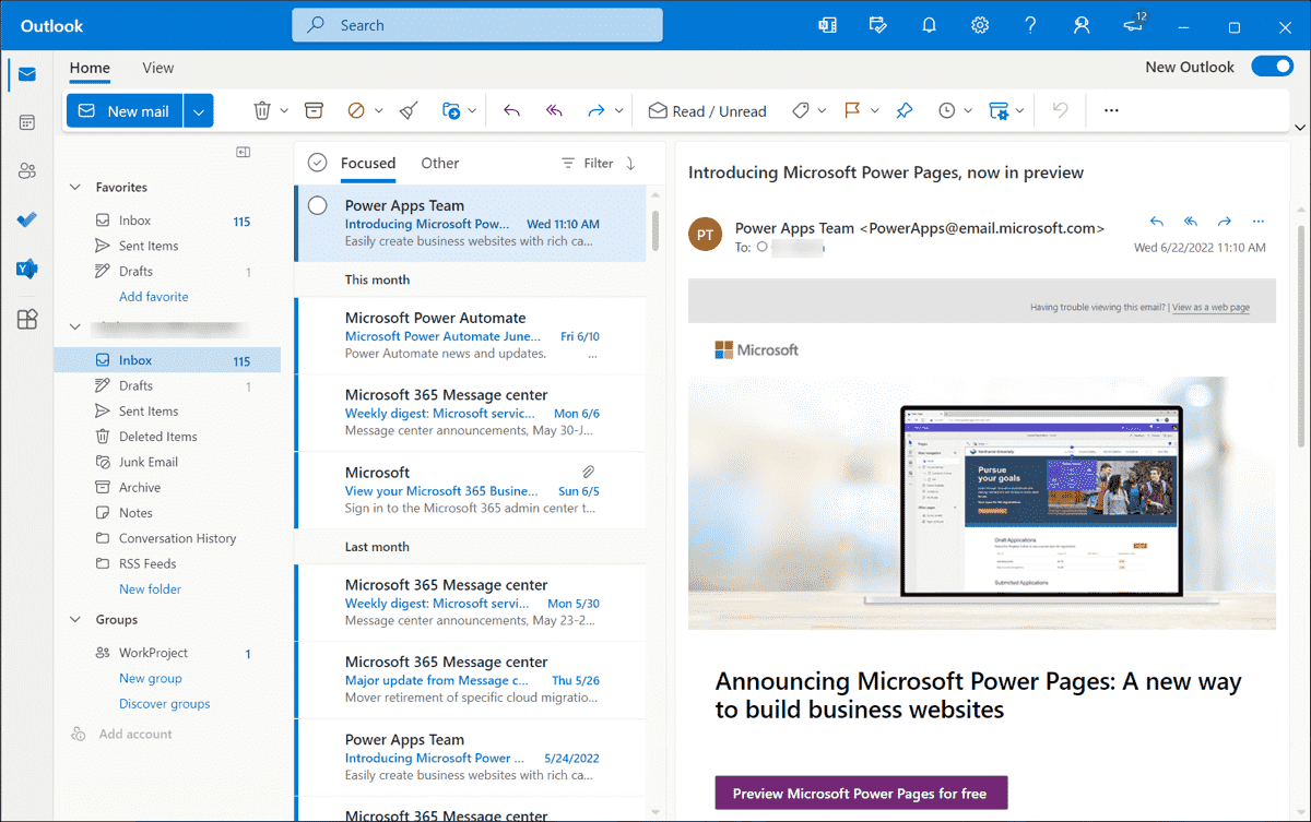 Co to jest Outlook? 1 Viewing the new Outlook client interface