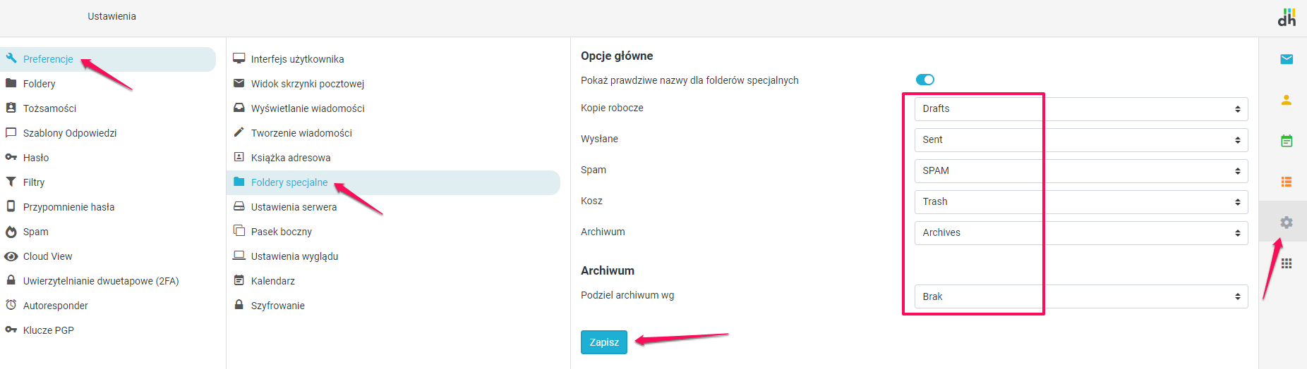 Definiowanie folderów skrzynki w dpoczta.pl 1 definiowanie folderow